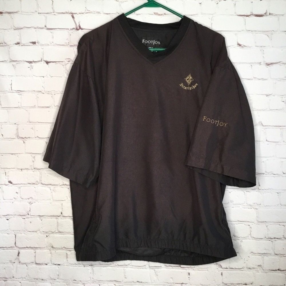 FootJoy Black Enterlachen Logo Short Slv Windshield Golf Jacket Men L Malaysia